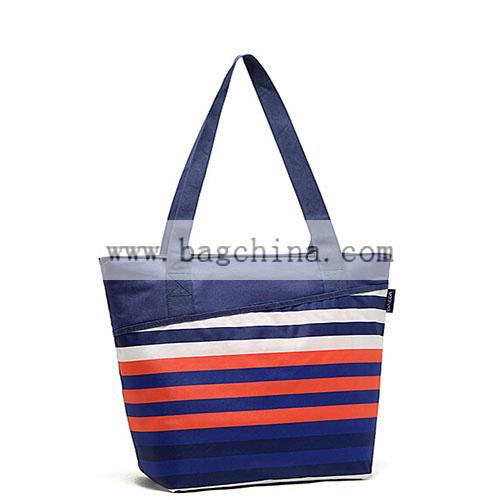 Foldable stripe cooler shopping bag