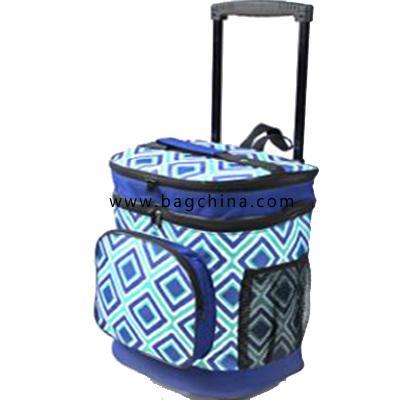 50 can Blue Diamond Pattern Trolley Cooler Bag