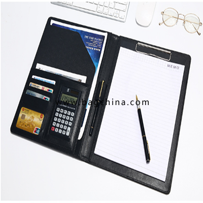 A4 multi-function folder booklet with plywood business leather with calculator 