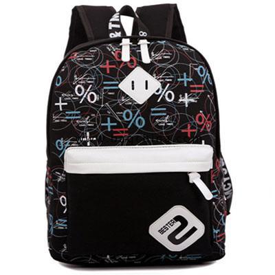 Canvas backpack shoulders geometric patterns casual schoolbag 6 colors