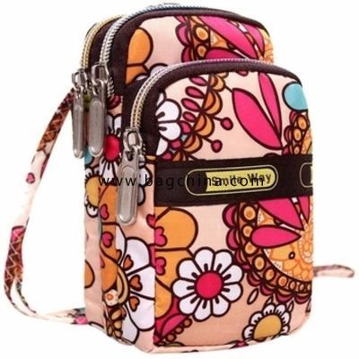 Women's Fashion Printed Zipper Sports Bag Mini Wrist Purse 