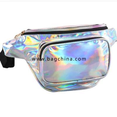 Unisex Bum Bag Shiny Fanny Pack Large Capacity Waist Bag with Adjustable Belt Outer Pockets Zip Closure 