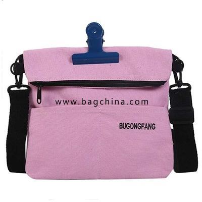 Women Girls Canvas Bag Fashion Clip Shoulder Bag Simple Crossbody Bag