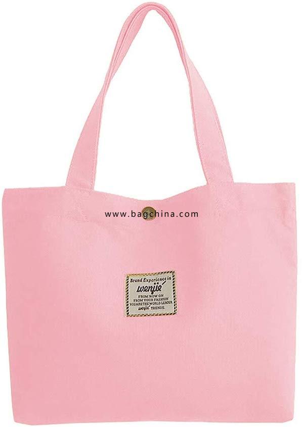 Women Fashion Canvas Solid Color Shoulder Tote Handbag