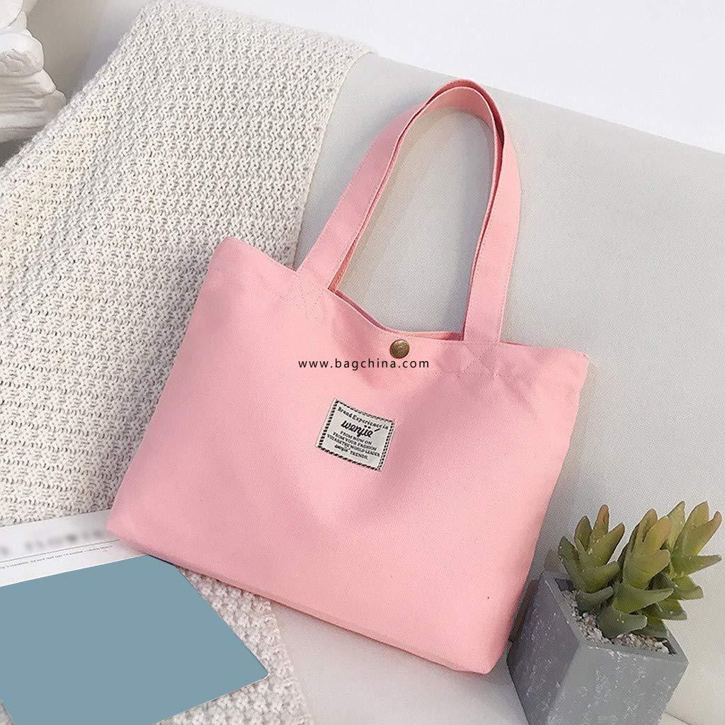 Women Fashion Canvas Solid Color Shoulder Tote Handbag