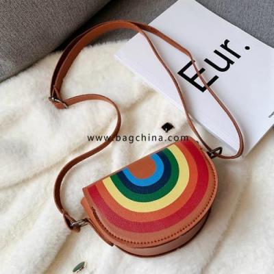 Cartoon Rainbow Children Mini Crossbody Bag PU Leather Baby Kids Smile Flower Coin Purse Cute Boys Girls Gift Accessories Bag