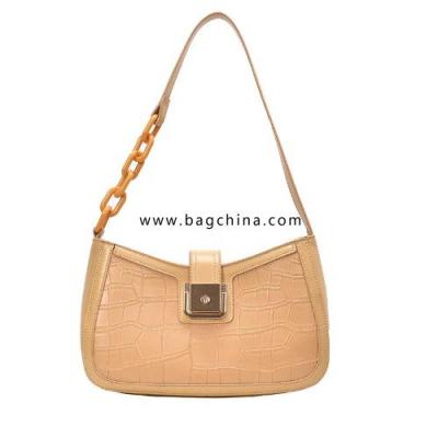 Stone Pattern Small PU Leather Armpit Bag For Women 2020 Luxury Acrylic Chain Shoulder Handbags Lady Simple Travel Hand Bag