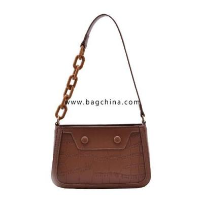 Stone Pattern Vintage PU Leather Shoulder Bag for Women 2020 Branded Chain Designer Underarm Handbags Women's Trend Hand Bag