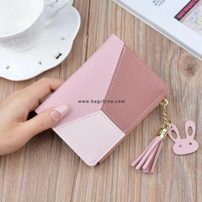 Geometric Women Cute Pink Wallets Pocket Purse Card Holder Patchwork Wallet Lady Female Fashion Short Coin Burse Money Bag