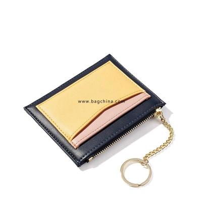 Retro Stitching Ladies Wallet Multi-card Position Zipper Card Case Key Chain Small Wallet Lady Coin Purse