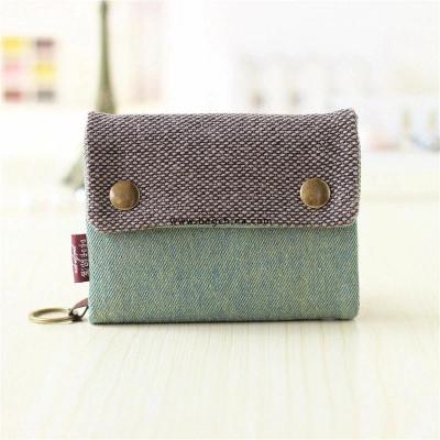 2020 Cotton Women Wallets Large Capacity Gray Blue Short Wallet Ladies Denim Multifunctional Men Wallet Mini Carteira