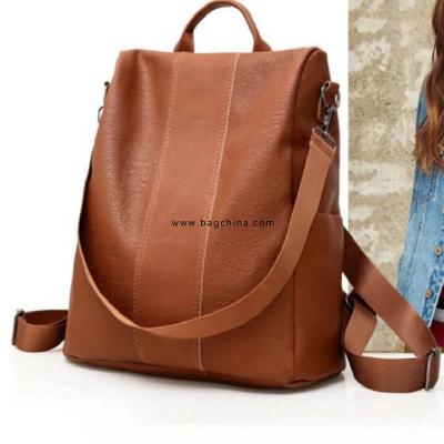 Female Anti-theft Backpack Classic PU Leather Solid Color Backpack Canta Fashion Shoulder Bag Simple Personality Ladies Backpack