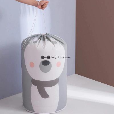 PEVA Drawstring Bag Cylindrical Beam Corrugated Seal Storage Bag Dust Clothes Storage Quilt Storage Bag Drawstring Bag