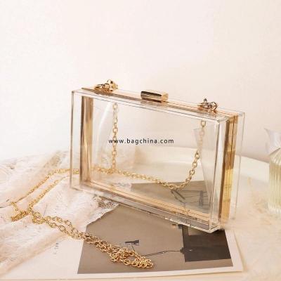 Acrylic Fashion Women Bags Transparent Buckle Shoulder Bag Diagonal Bag Portable Box Small Square Bag Clutch Dinner Bag