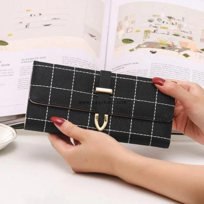 Women Wallets Long with Plaid PU Leather Fashion Hasp Coin Purse Phone Bag Card Holders Female Wallet for Girls Ladies